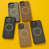 Geometric MagSafe Compatible Case – Slim Shockproof Aluminum Bumper, Textured Grip, Wireless Charging Ready