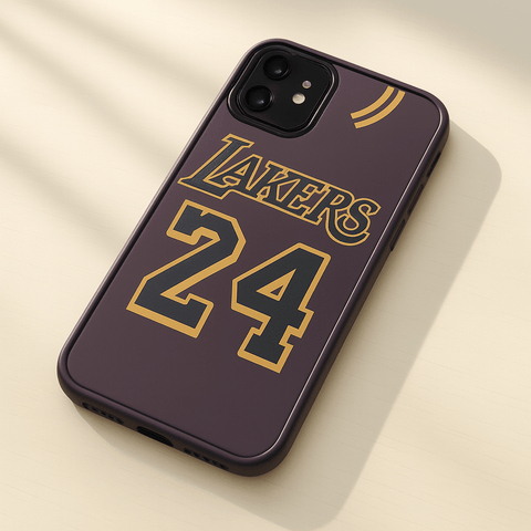 Los Angeles Lakers 24 iPhone Case – Slim Dual-Layer Protective Cover with Team Script & Wireless Charging Support