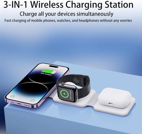 3-in-1 Wireless Charging Station for iPhone, Apple Watch & AirPods