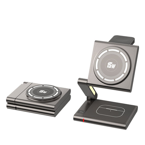 3-in-1 Foldable Wireless Charging Station for Phone, Earbuds & Smartwatch