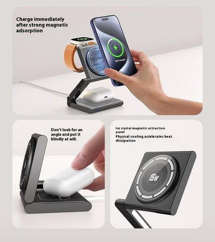 3-in-1 Foldable Wireless Charging Station for Phone, Earbuds & Smartwatch