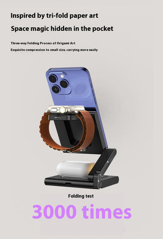 3-in-1 Foldable Wireless Charging Station for Phone, Earbuds & Smartwatch